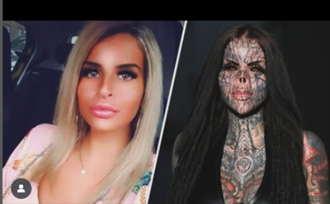 (Kiri) Wajah asli Toxii sebelum berubah menjadi seram (Kanan)/Foto: Instagram toxii.bodymod